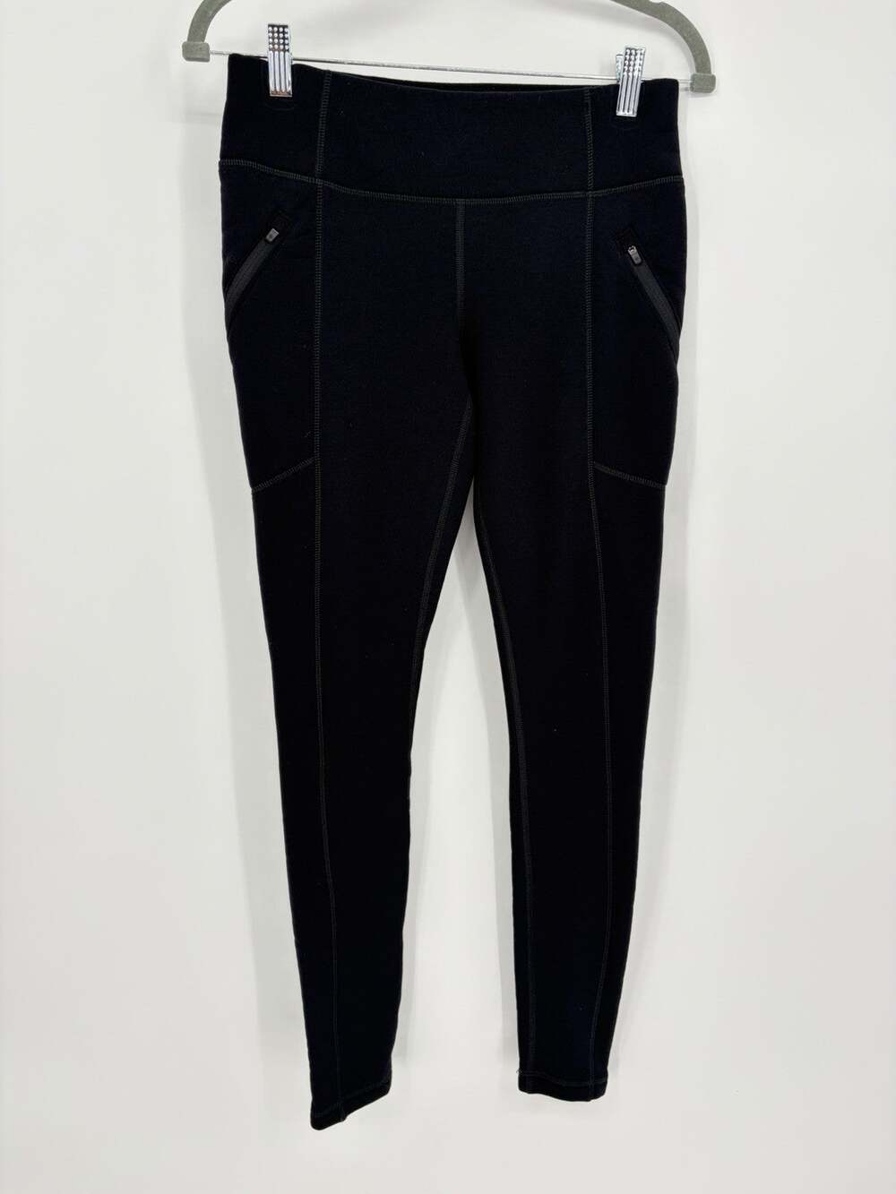 ATHLETA Altitude Edge Fleece Lined Stash High Rise Leggings Black SMALL Workout